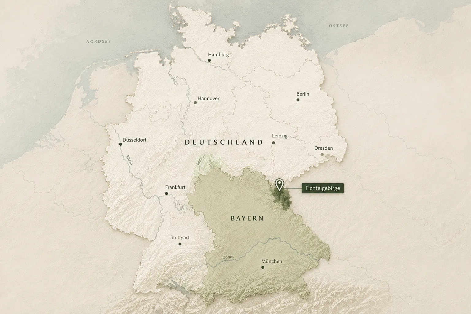 Karte: Fichtelgebirgs-Haus im Fichtelgebirge, Bayern — unser Standort und Liefergebiet